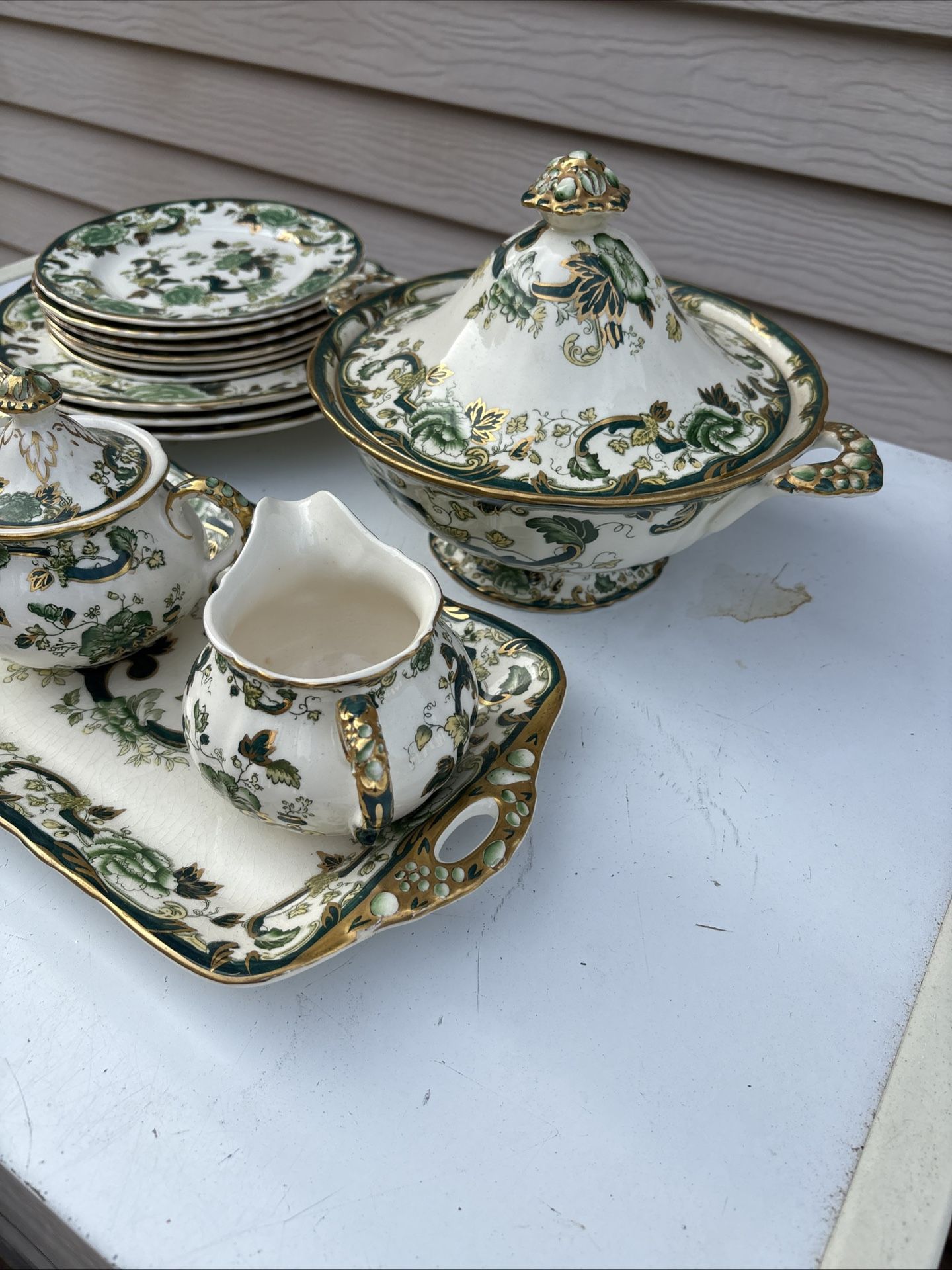 Lot of Mason's Ironstone Chartreuse Dinnerware