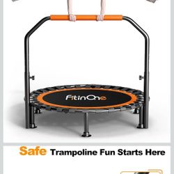 48" Foldable Mini Trampoline Load 330lbs, Portable Exercise Rebounder with Durable Bungee Band, Fitness Trampoline for Adults and Kids
