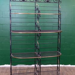 Large French Style Baker's Rack w/ glass shelves - Wrought Iron & Brass - Delivery Available