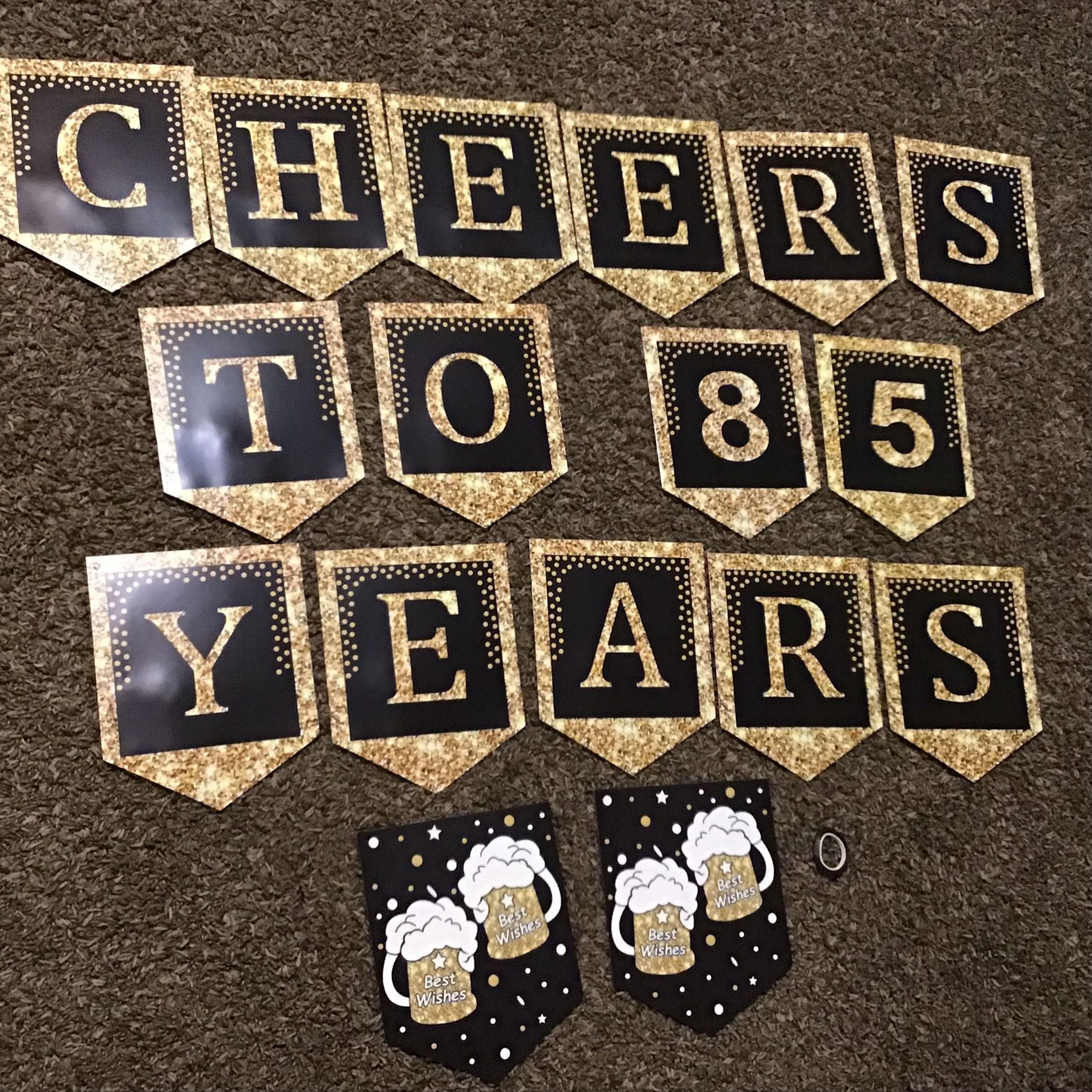 “Cheers To 85 Years” Birthday Banner And Decor