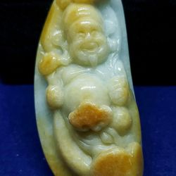 Burmese icy Type A Jadeite Jade Pendant Lucky God Of Wealth-Ruyi.