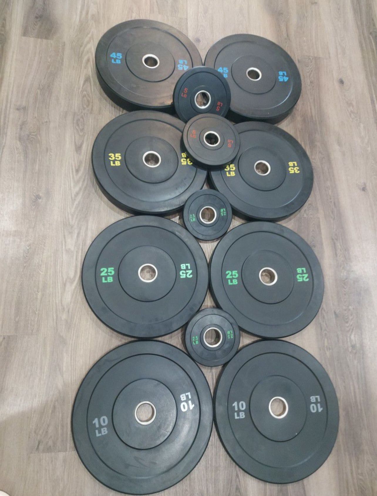 Full Olympic Bumper Plate Set 45/35/25/10/5/2.5 (BRAND NEW IN BOXES)
