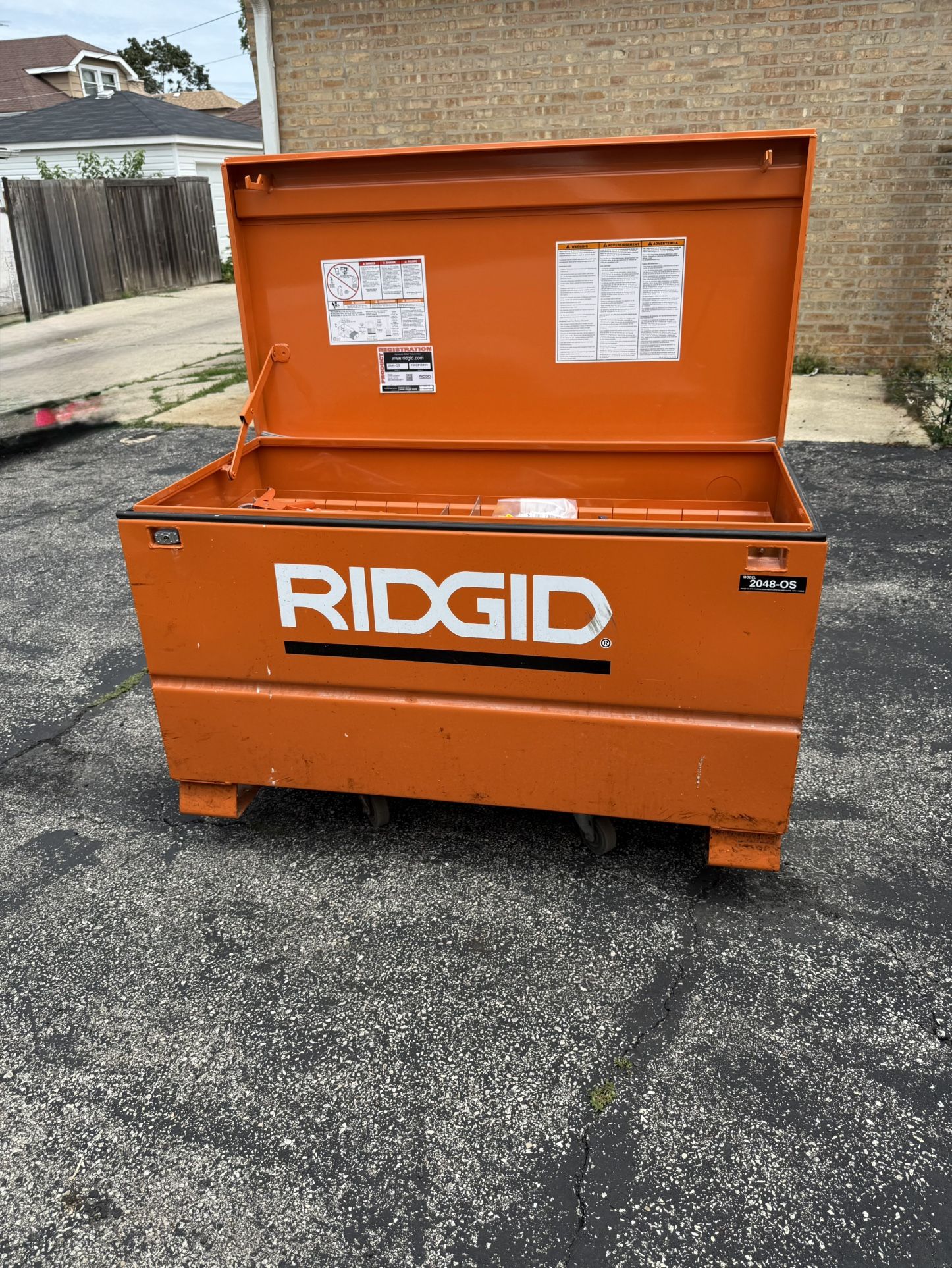 RIDGID JOB SITE TOOL BOX. 48 INCHES BY 24 INCHES. BOX IS IN EXCELLENT CONDITION. $200. 00 OR BEST OFFER.