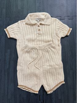 Bebe organic kids knit polo short sleeve shirt & short set