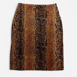 Brown and black snake print skirt with double slit detail