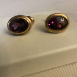 Vintage Cuff Links Gold W/ Amethyst Stones