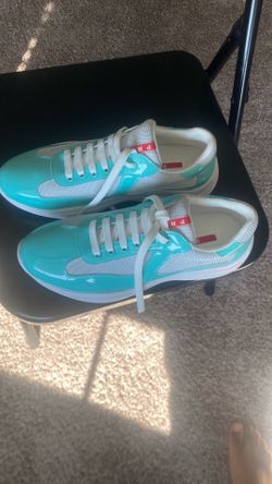 Aqua Blue and white Prada’s
