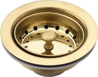 Luxier KS03-G 3-1/2 in. Drop-In Kitchen/Bar Sink Basket Strainer in Brushed Gold