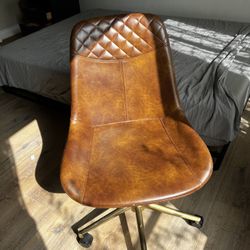 Mid-Century Modern Leather Desk Chair Swivel Tilt