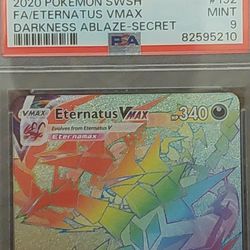 2020 Pokemon Eternatus VMAX Secret Rare Pokemon Card 192/189 Graded PSA 9 - Full Art Rainbow  Holo