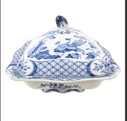 9.5" x 7" Vintage Furnivals Ltd. "Old Chelsea" Covered Vegetable Tureen
