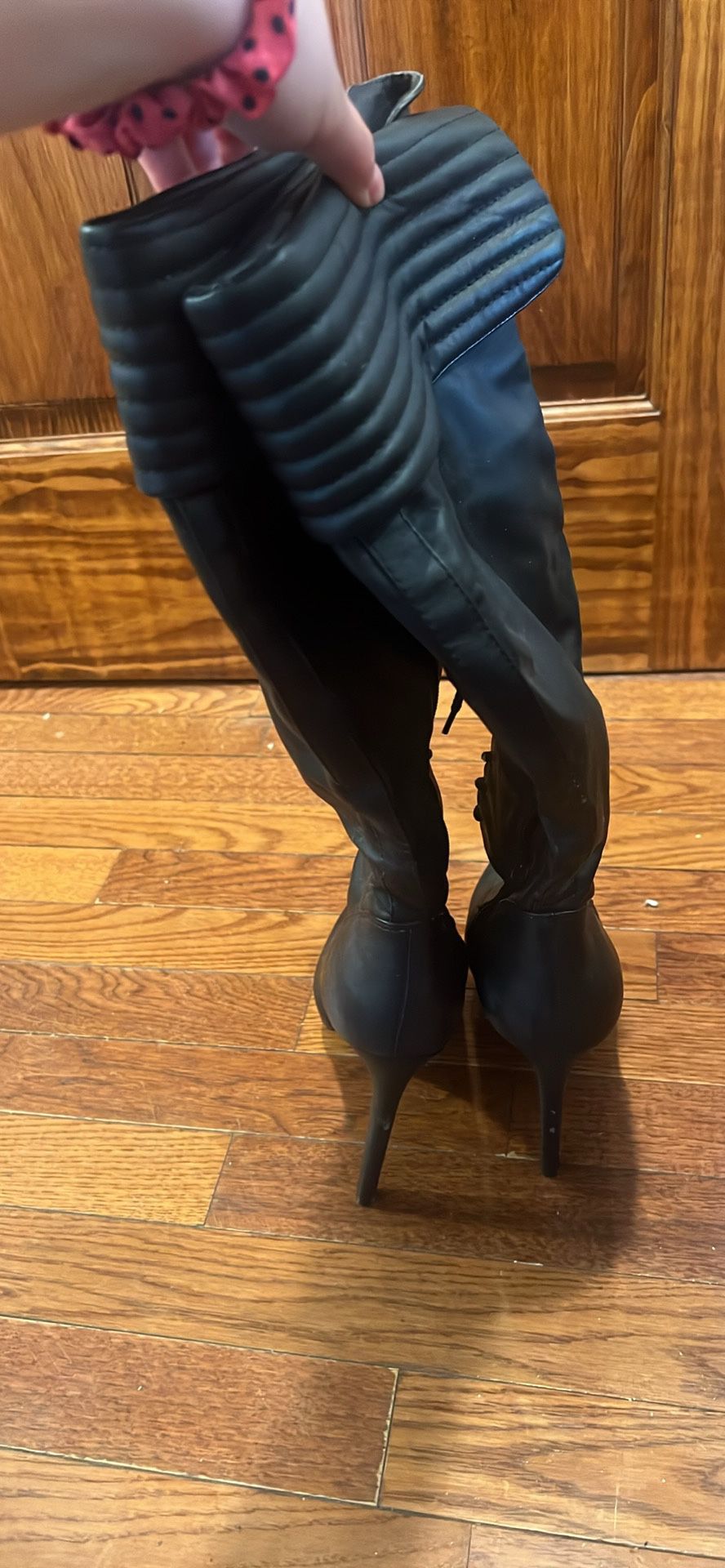 LACE UP STILETTO KNEE HIGH BOOTS