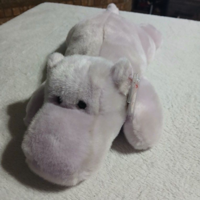 Vintage 2000 Ty Beanie Buddy Happy the Hippopotamus Purple Hippo Plush 14 Inches