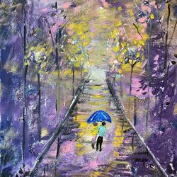 Purple Original  Thick Canvas Painting 