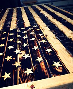Rustic distressed hand crafted wood American Flag