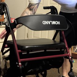 HOMLAND Bariatric Walkers for Seniors, 500lb Heavy Duty Rollator Walker with Extra Wide Padded Seat, 8” All Terrain Foldable Rolling Walker with Dual-