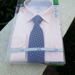 New Men's Sz L Large Dress Shirt & Tie Combo 16-16.5 36/37