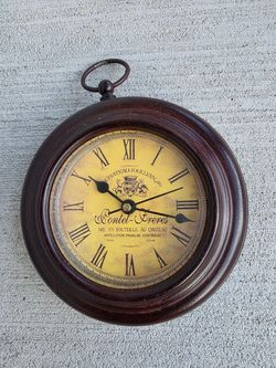 Vintage Pocket Watch Style Wall Clock Quartz Chateau Pontet Canet Wine Decor 5”