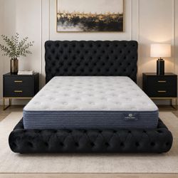 Black queen bed frame