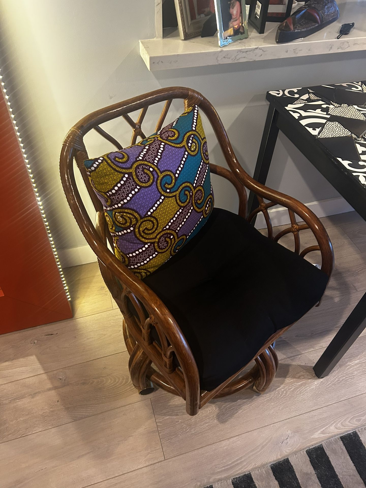 Bamboo/Wicker Rolling Chair