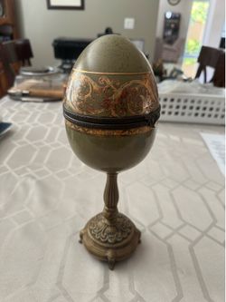 Vintage Dominique Faux Malachite Egg Urn