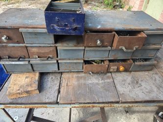 Vintage Metal Drawer Organizer Storage full of misc screws $70 Loca