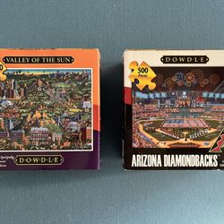 2 Dowdle ARIZONA Jigsaw Puzzles: Valley Of The Sun (1000) & Diamondbacks (500)