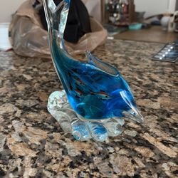 Murano Italy Large Vibrant 6 Fish Tank Aquarium Glass Sculpture Paperweight 