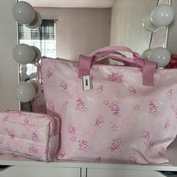 PINK x LoveShackFancy Tote Large x Beaux Icons, NWT. Includes makeup bag.  
