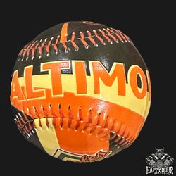 Vintage 1995 MLB Baltimore Orioles Leather Baseball Black And Orange