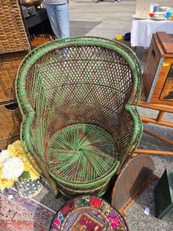 Small Vintage Wicker Peacock Chair
