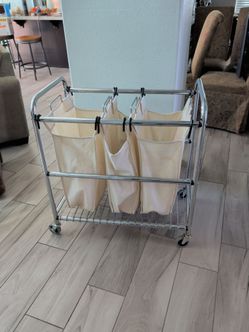 3-Bag Rolling Laundry Sorter Cart
