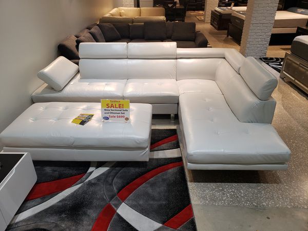 Ibiza Sectional Sofa with Ottoman available in Black and White!!!! WE ARE OPEN VISIT IN STORE OR ...