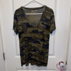 Lucky Brand Women's Camo Tee Shirt Sheer Size large must pick up 