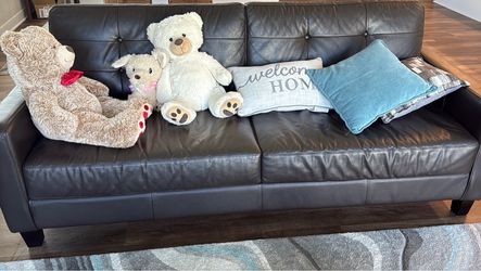 Dark Brown Faux two  Leather Sofa