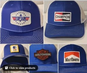 Patched Royal Blue/White Snapback Trucker Hats