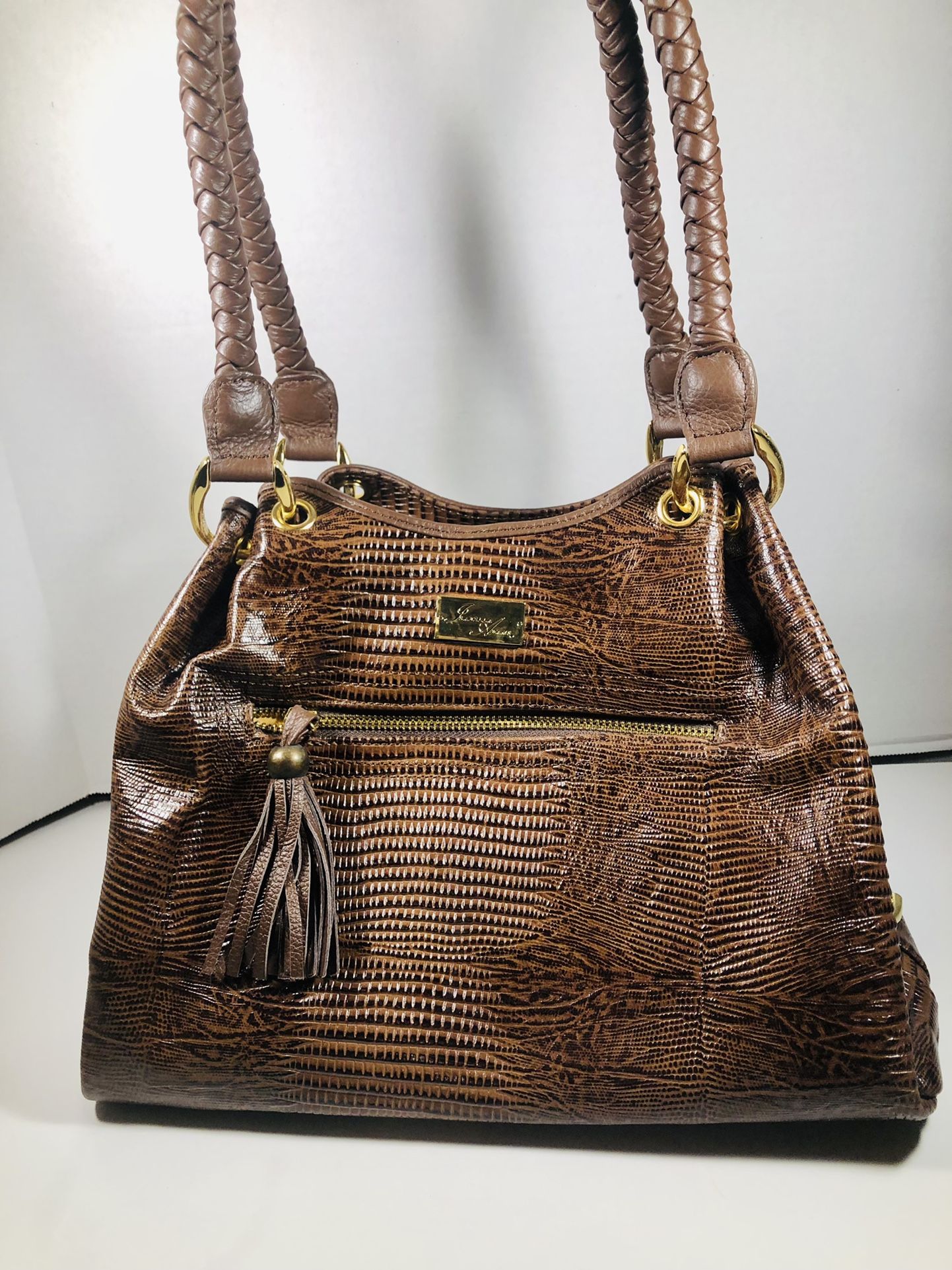 Isabella Adams Brown Genuine Leather Shoulder Bag