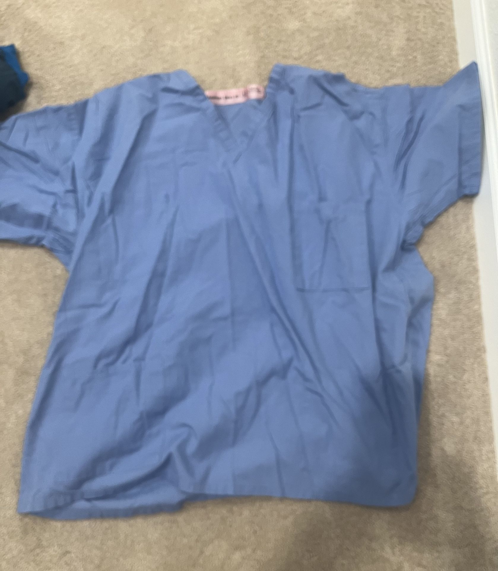 American Dawn XL Blue Scrub Top Shirt