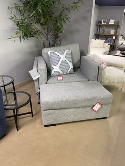 Gray Oversized Chair and Ottoman  