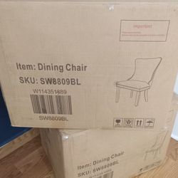 blue velvet upholstered wingback dining chair with nailhead trim and solid wood legs, set of 4