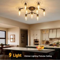 9 Light Kitchen / Living Room Ceiling Light Fixture - Large