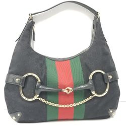 Gucci Tom Ford Era Black GG Canvas and Leather Horsebit Web Hobo handbag