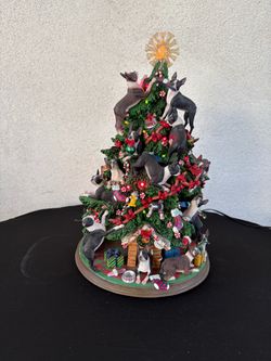 Vintage Danbury Mint Boston Terrier Dog Light-Up Christmas Tree Figurine
