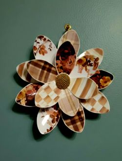 11"×10" McKenzie Childs Wild Rose Wallflower Wall Hanging  Decor Warm Autumn