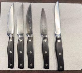 Chicago Cutlery Knife Set Lot - 5 Knives - Black Triple-Rivet Handles - Pre-Owned