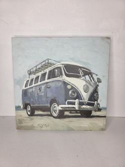 Darren Gygi Vintage VW Volkswagen Blue Beach Cruiser Wall Art Signed Painting
