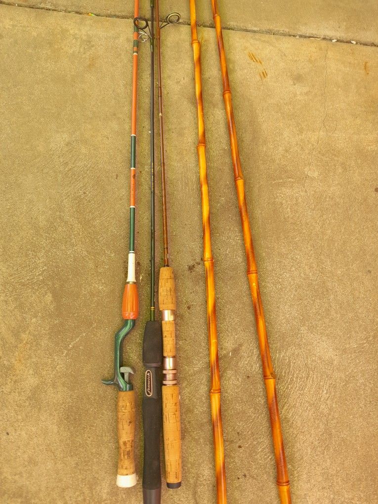 5 Vintage Fishing Pole Bundle Fenwick Browning Pflueger Bamboo Fishing