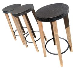 Barstools / bar stools Bar Height set of 3 Metal / Wood D: 13 1/4 x H: 29 