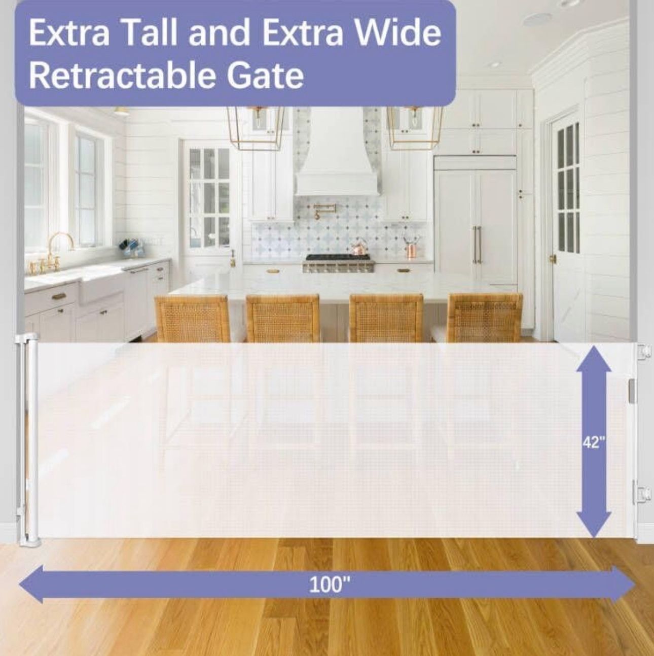 Extra Tall and Extra Wide Retractable Baby Gate