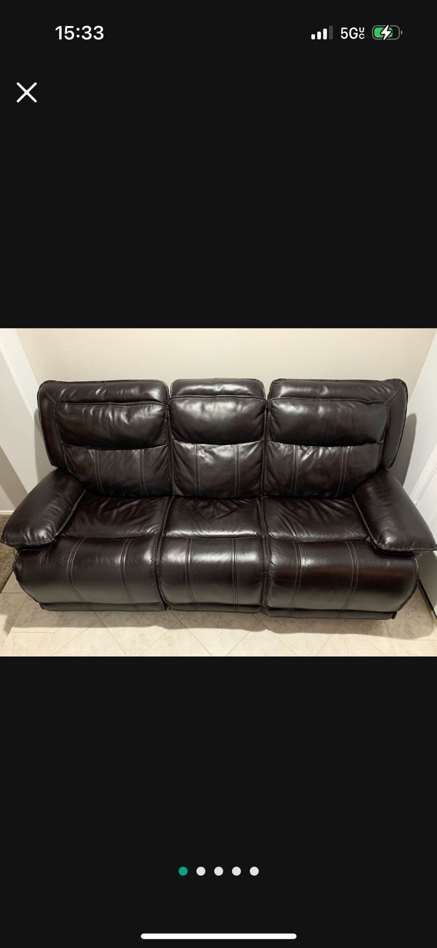 RC WILLY RECLINING ELECTRIC LEATHER BLACKBERRY COUCH